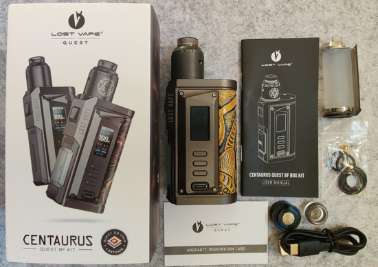 Lost Vape Centaurus BF Kit Box Contents